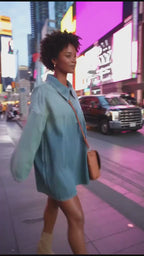 Half-Zip Collared Vintage Denim Dress